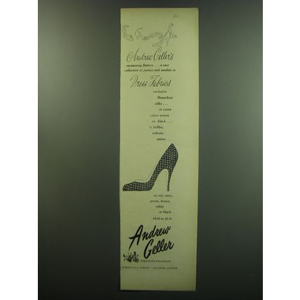 1949 Andrew Geller Bianchini Dress Fabric Shoes Ad - surpassing flattery