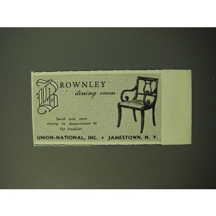 1950 Union-National Advertisement - Brownley Dining Room Furniture