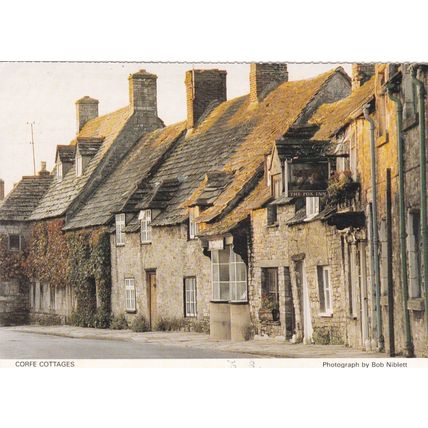 Corfe Cottages Dorset Postcard used corner crease