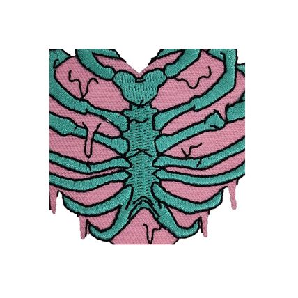 Rib Cage Heart Iron On Patch Horror Sew 7.3 x 7.1 cm Embroidered Motif P620