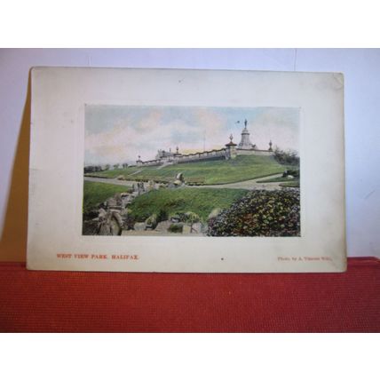 WEST VIEW PARK, HALIFAX, YORKSHIRE used antique postcard UNFRANKED STAMP =