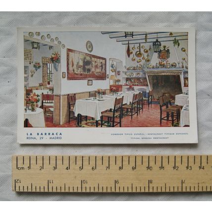 old postcard Interior of La Barraca Restaurant, Reina 29, Madrid