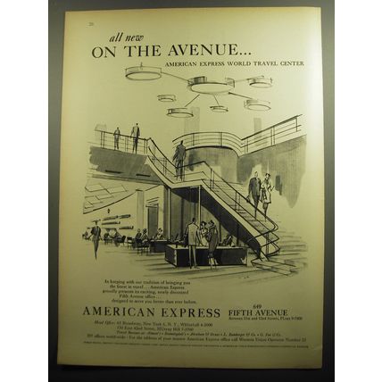 1958 American Express Ad - All new on the avenue.. world travel center