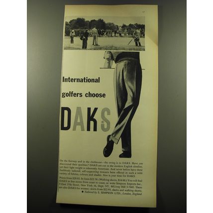 1959 DAKS Slacks Advertisement - International golfers choose DAKS