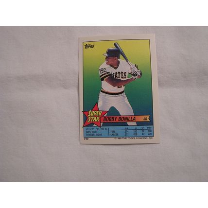 Bobby Bonilla 1989 Topps Stickerback NO. 40 stickers John Smiley Tom Brookens