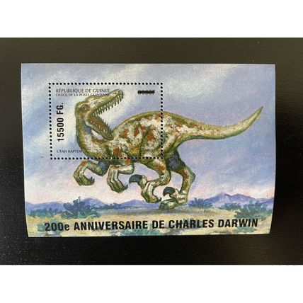 Guinée 2009 Mi. Bl. 1738 Surchargé Dinosaures 200 Ans de Charles Darwin