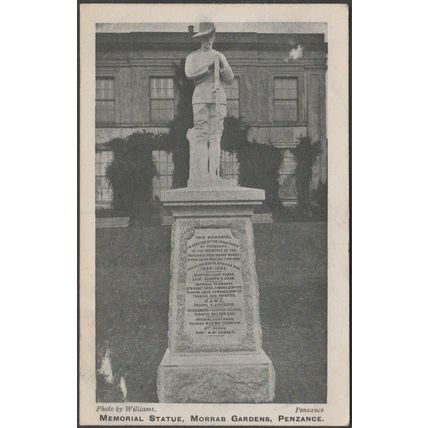 Memorial Statue, Morrab Gardens, Penzance, Cornwall, 1905 - Williams Postcard