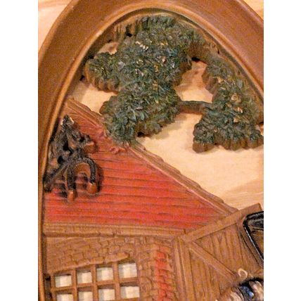 Vintage Burwood MCM 3D Molded Resin Wall Plaques Country Fisherman & Blacksmith