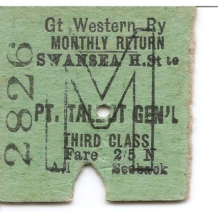 G.W.R. Edmondson Ticket - Swansea High Street to Port Talbot General