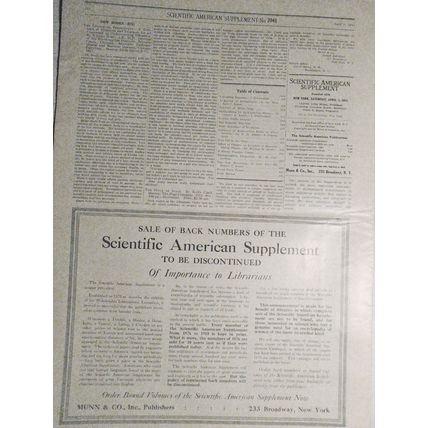 Scientific American Supplement April 3, 1915. Zeppelins; Projectile Photography