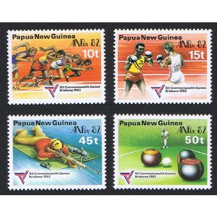 Papua NG Boxing Shooting Bowls Athletics Sport 4v 1982 MNH SG#460-463