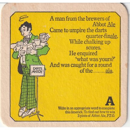 BEER MAT - GREENE KING BREWERY - THE ALE GAME - (Cat No 054) - (1977)