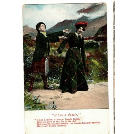 Greetings Humour Romance "I Love A Lassie" Poem Valentines vintage postcard 1906