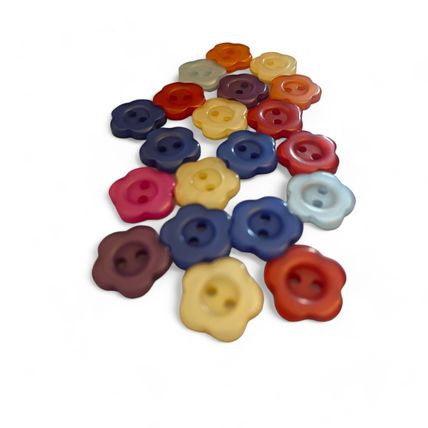 100Pcs Resin Flower Buttons 12mm 2 Holed Mixed Colour Sew on Scrapbook Craft