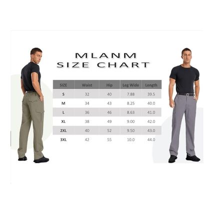 2x Mens Cargo XL Trousers Work Wear Slim Fit Casual Pants 6 Pockets Dark Grey