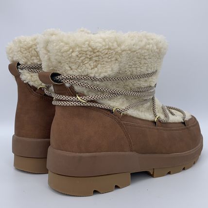 Torrid Shearling Winter Boots 9WW Wide Wide Brown Lace Ankle Wrap Chunky Sole