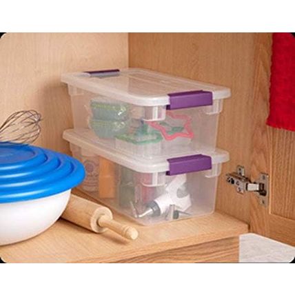 Sterilite 6 Qt Clearview Latch Storage Box, Stackable Bin with Latching Lid, Pla