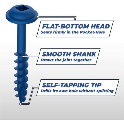 Kreg SML-C250B-2000 Blue-Kote Pocket-Hole Screws, 2 1/2 Inch, #8 Coarse Thread,