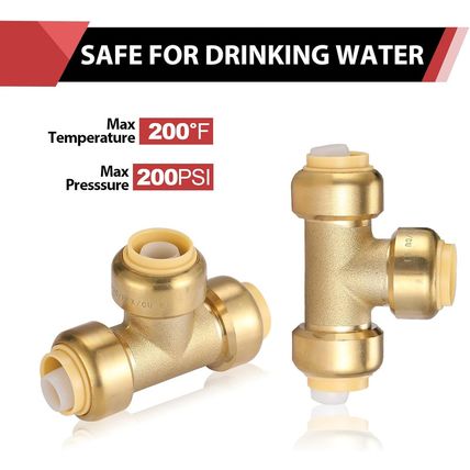 (Pack of 10) EFIELD 1/2 Inch Tee Push-Fit Fitting to Connect Pex, Copper, CPVC w