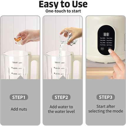 Automatic Nut Milk Maker, 8 In1 40Oz Soybean Milk Machine for Homemade Almond, O
