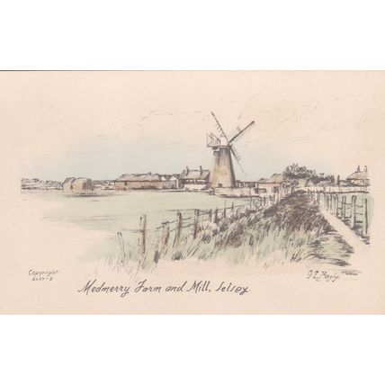 EC316 SELSEY - MEDMERRY FARM AND MILL . PRINTED TUCK POSTCARD