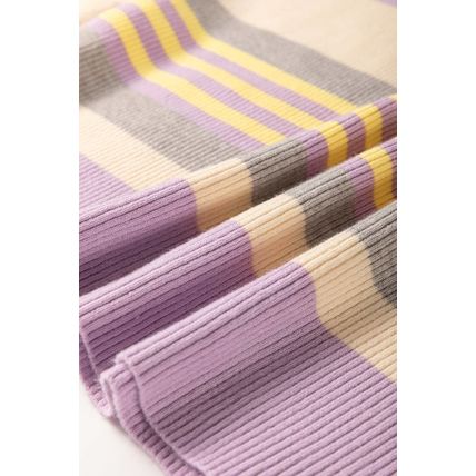 Purple Stripe Borderline Rib Knit Cuffed Dolman Sleeve Sweater