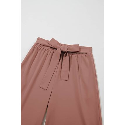 Coffee High Waisted Tie Front Side Pocket Wide Leg Flowy Casual Pants