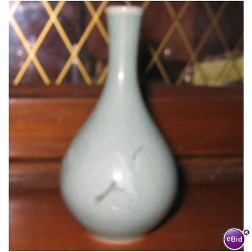 Celadon Crane Cloud Sake Bottle Bud Vase Korea