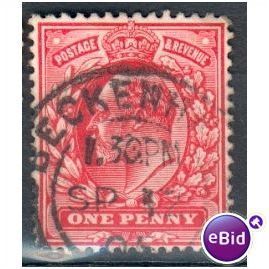 GB stamps 1902-10 KEV11 - 1d SG219 Beckenham 37