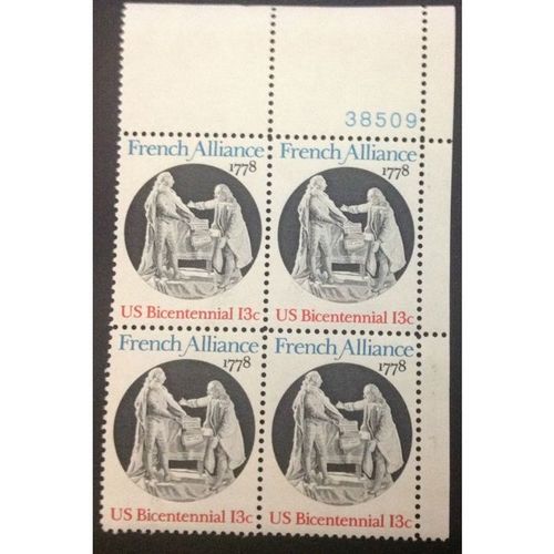 US Stamp #1753 mint: 1978 13c French Alliance - MNH plate block