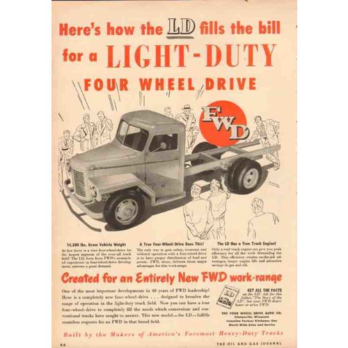 four wheel drive auto company 1950 ld light-duty truck vintage ad
