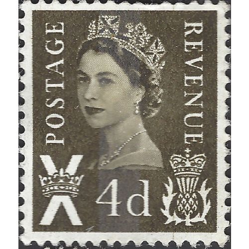 SCOTLAND, Queen Elizabeth Machin, dark brown 1968, 4d