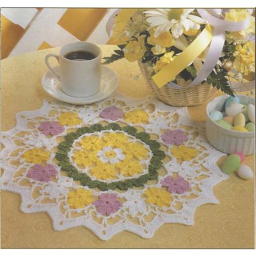 Beautiful Crochet Doily PATTERN Wild Flower Bouquet