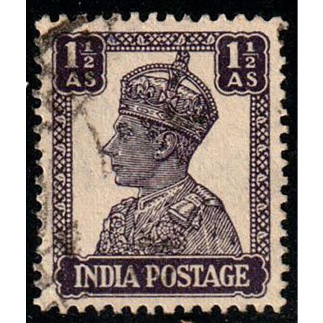 India 1941 King George VI 1 1/2A Used Stamp.