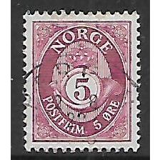 NORWAY 1893 POST HORN TYPE D 5 ORE PURPLE SG 529 FINE USED#