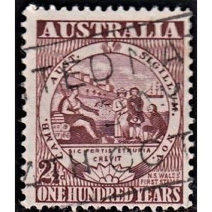 AUSTRALIA, 1950 2.5d First Postage stamps. SG 239 (Scott #228), used