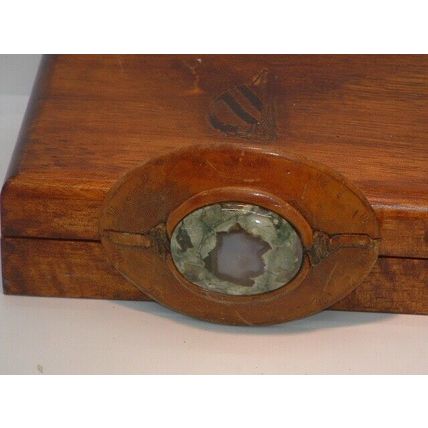 Pre-Owned Women’s Brown Leather & Marble Stone Belt Buckle
