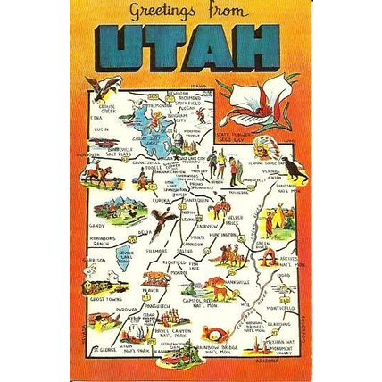 United States UTAH Map Postcard (Dexter S-33914)