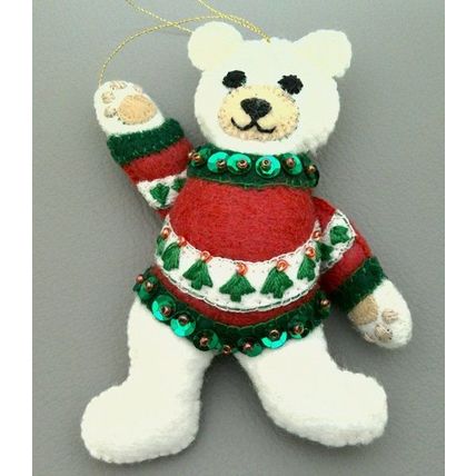 Christmas Ornament Felt Polar Bear Set