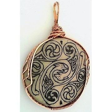 Celtic Knotwork Scrimshaw Copper Wire Wrap Pendant 2