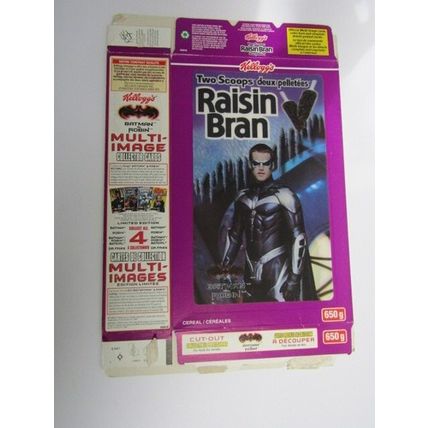 Kelloggs Raisin Bran 1997 Batman & Robin ROBIN Card (Canada) Empty Cereal Box