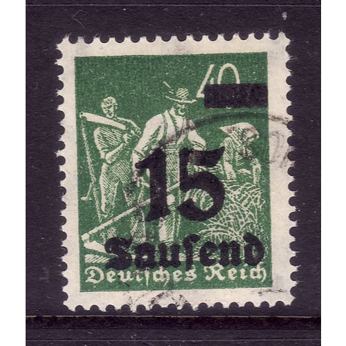 GERMANY 1923 15T on 40M GREEN REAPERS SG 276 FINE USED#3