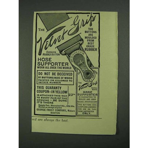 1908 George Frost Velvet Grip Hose Supporter Ad