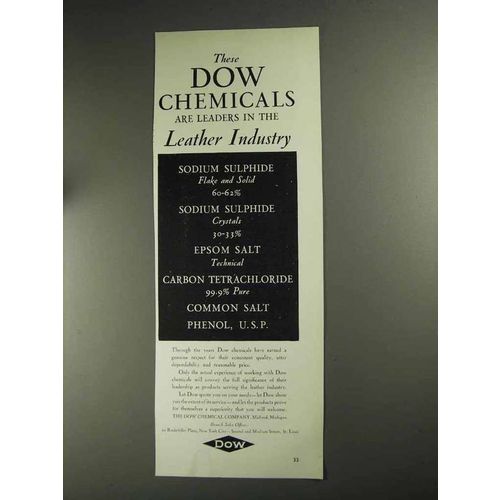 1936 Dow Chemicals Ad - Leaders in Leather Industry