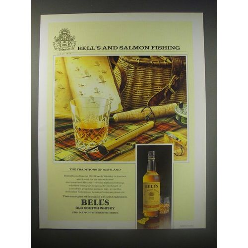 1990 Bell's Scotch Ad - Bell's and Salmon Fishing
