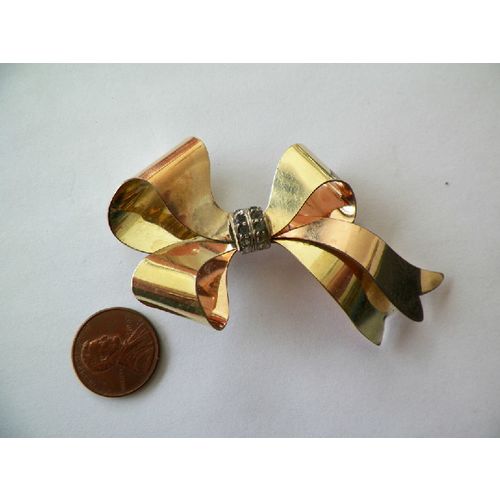 VNTG TAYLORD 1/20-12 K ROSE & YELLOW GOLD FILLED RHINESTONE BROOCH