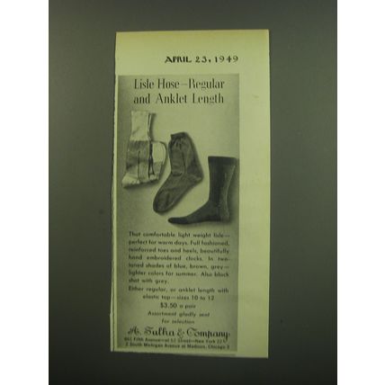 1949 A. Sulka Lisle Hose Advertisement