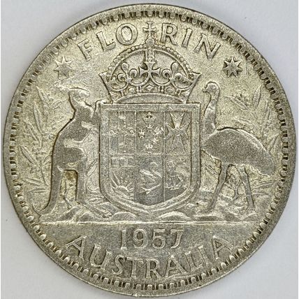 AUSTRALIA 1957 Florin 50% Silver (L)