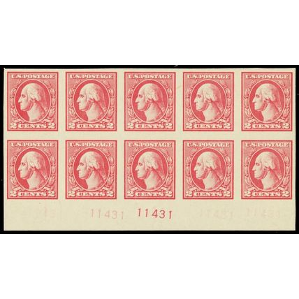 534, Mint NH XF 2¢ Plate Block of Ten With GHOST PL#'s * Stuart Katz