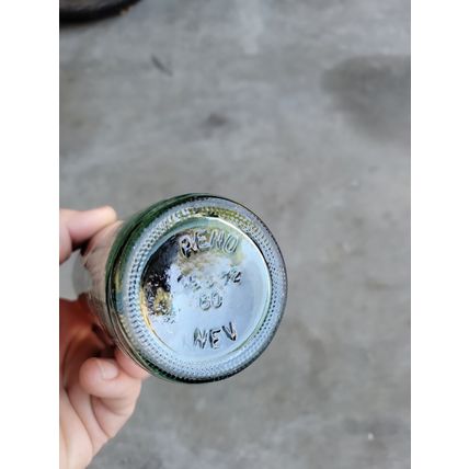 Dr Pepper Green Glass 1980 Partially Full 10 Oz Reno NV Painted Label Rusty NOS